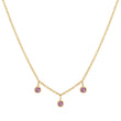 3 Mini Pink Sapphire Bezel Dangle Necklace