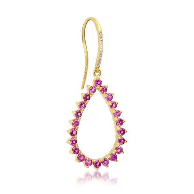 3-Prong Pink Sapphire Open Teardrop Earrings