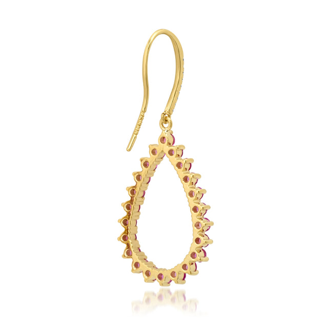 3-Prong Pink Sapphire Open Teardrop Earrings