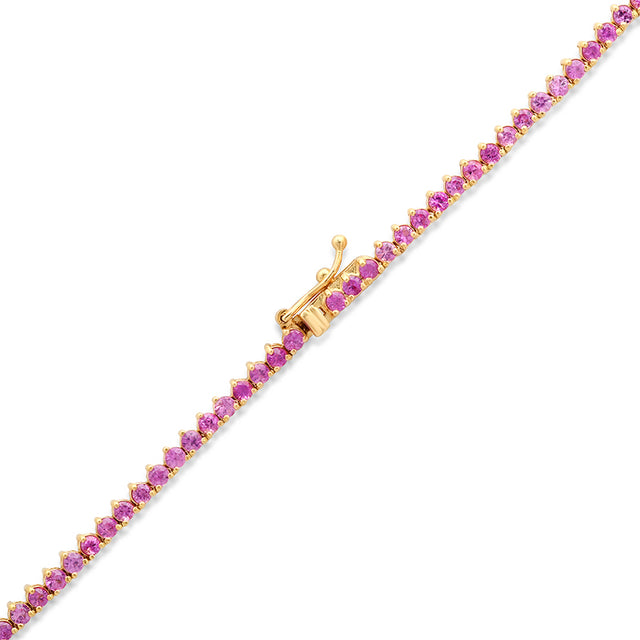 3-Prong Pink Sapphire Tennis Necklace
