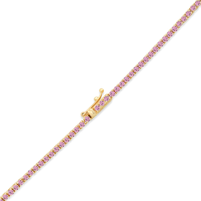4-Prong Pink Sapphire Tennis Necklace