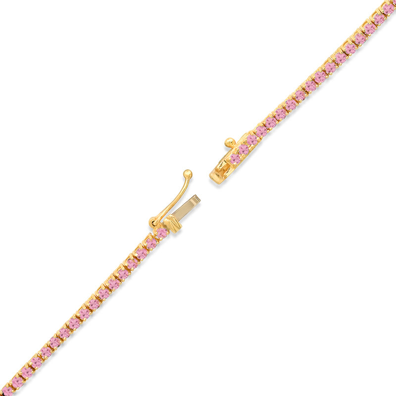 4-Prong Pink Sapphire Tennis Necklace
