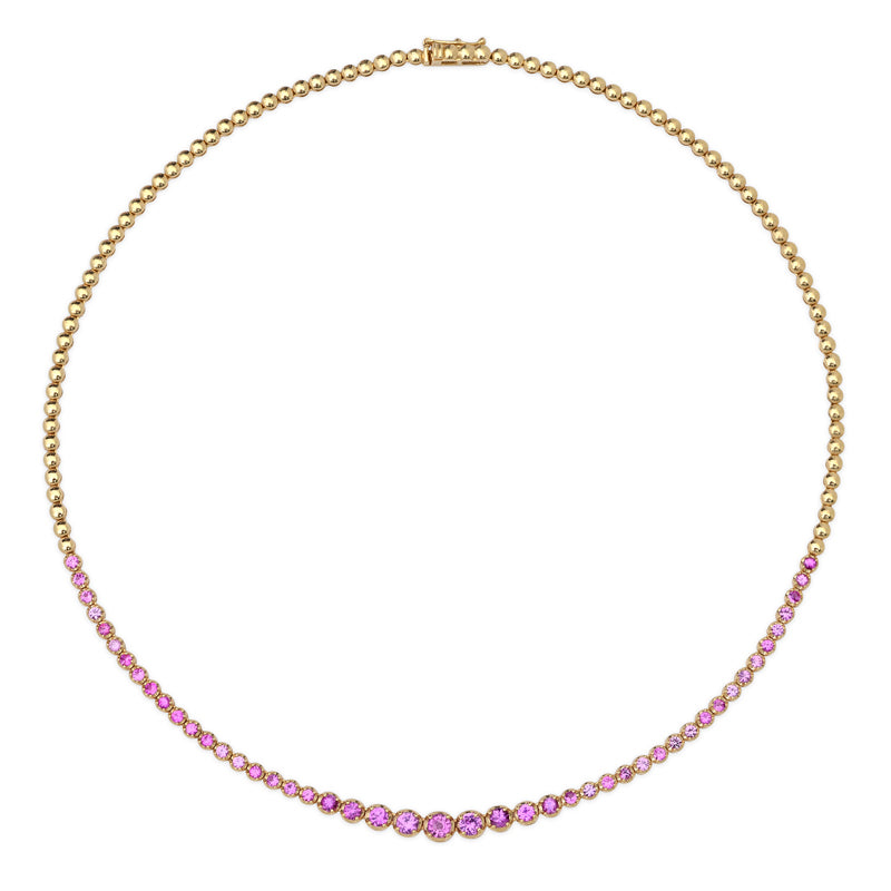 Monica Vinader Tennis Necklace, Gold/Pink Quartz at John Lewis & Partners