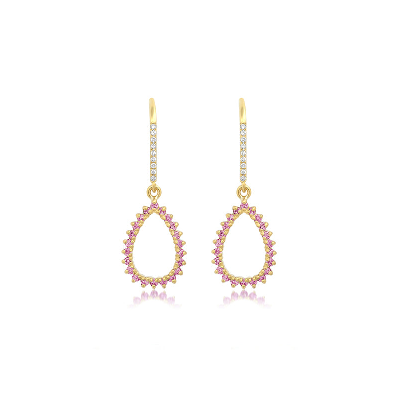 3-Prong Pink Sapphire Mini Open Teardrop Earrings