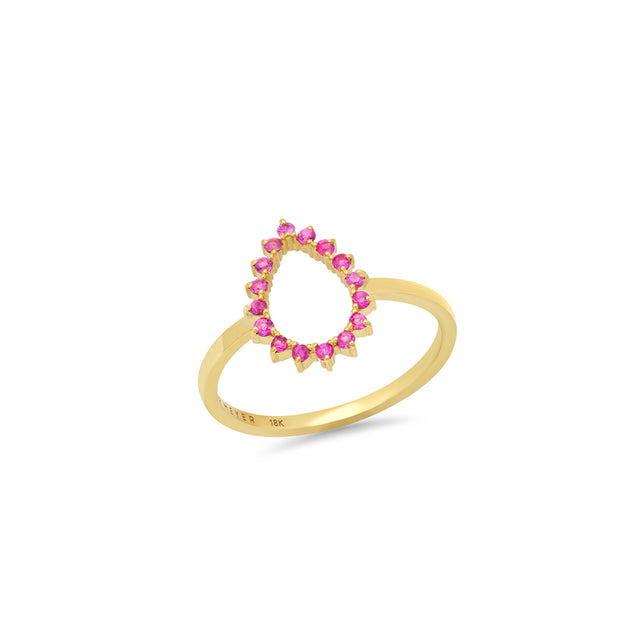 Mini 3-Prong Pink Sapphire Open Teardrop Ring