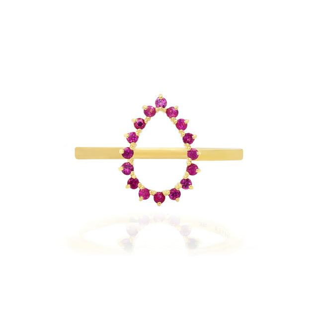 Mini 3-Prong Pink Sapphire Open Teardrop Ring