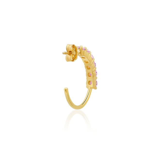 Small 4-Prong Pink Sapphire Hoops