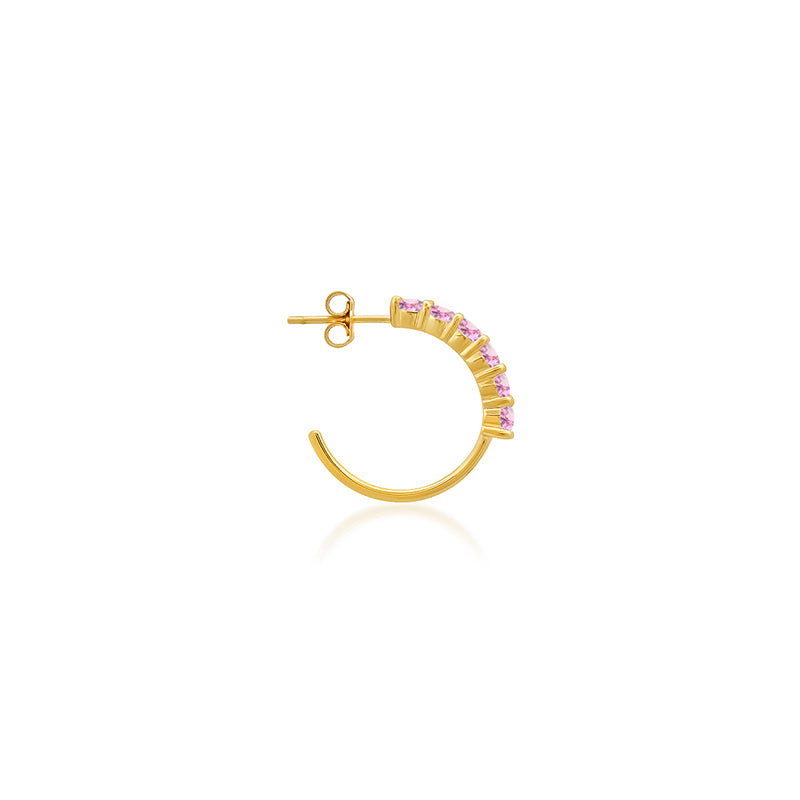 Small 4-Prong Pink Sapphire Hoops