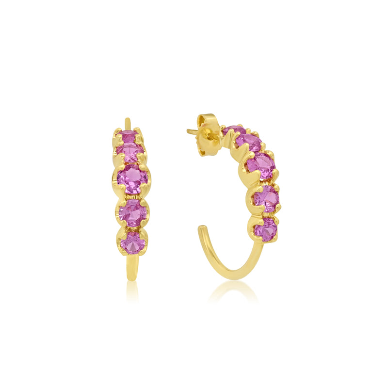 Graduated Hoops Small Pink Sapphire Graduated Hoops for Women | Jennifer Meyer
