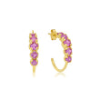 Small Pink Sapphire Graduated Hoops