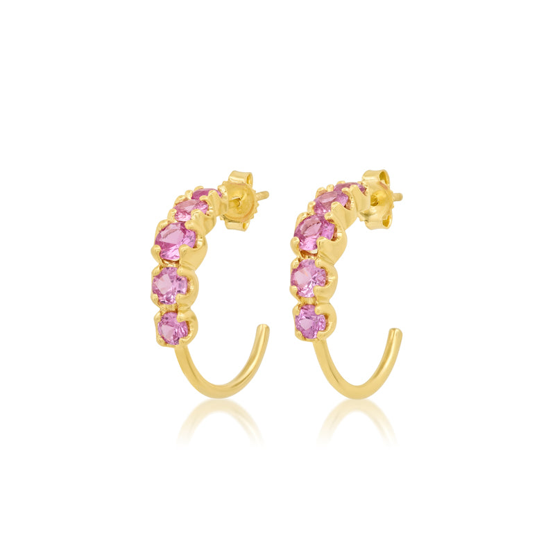 Graduated Hoops Small Pink Sapphire Graduated Hoops for Women | Jennifer Meyer