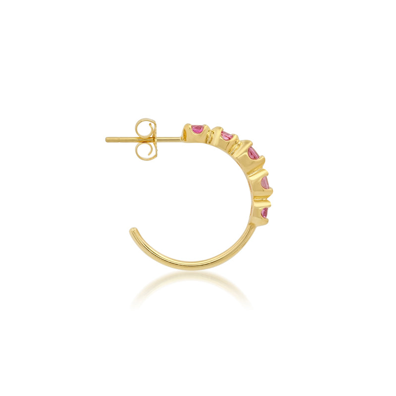Small Pink Sapphire Graduated Hoops
