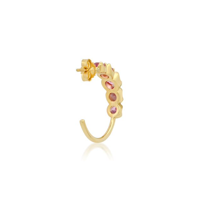 Small Pink Sapphire Graduated Hoops