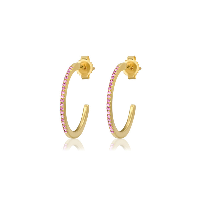 Pink Sapphire Small Hoops