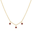 3 Mini Ruby Bezel Dangle Necklace