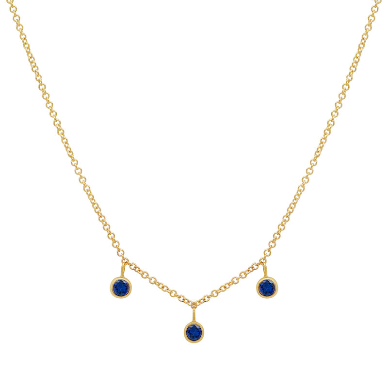 3 Mini Sapphire Bezel Dangle Necklace