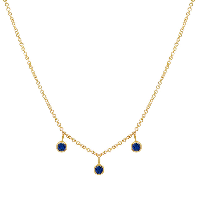 3 Mini Sapphire Bezel Dangle Necklace