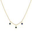 3 Mini Sapphire Bezel Dangle Necklace