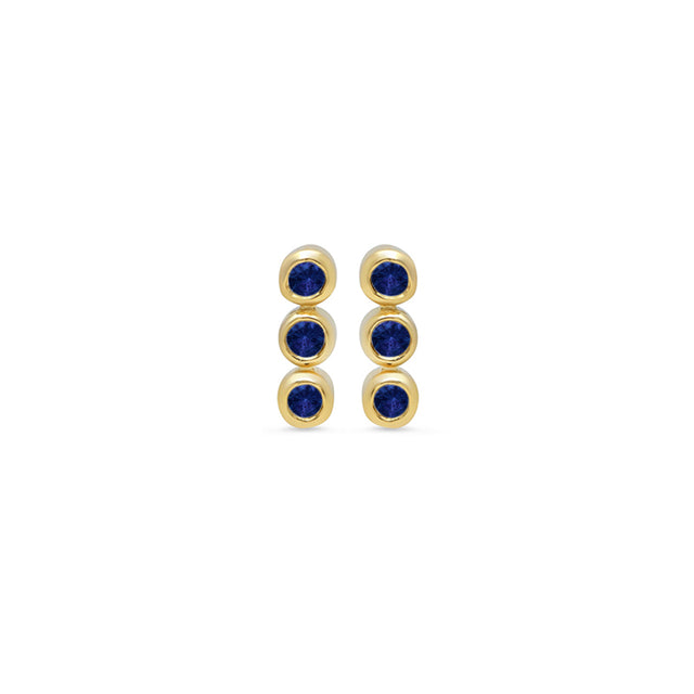 3 Mini Blue Sapphire Bezel Studs