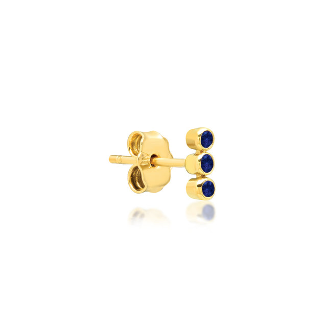 3 Mini Blue Sapphire Bezel Studs