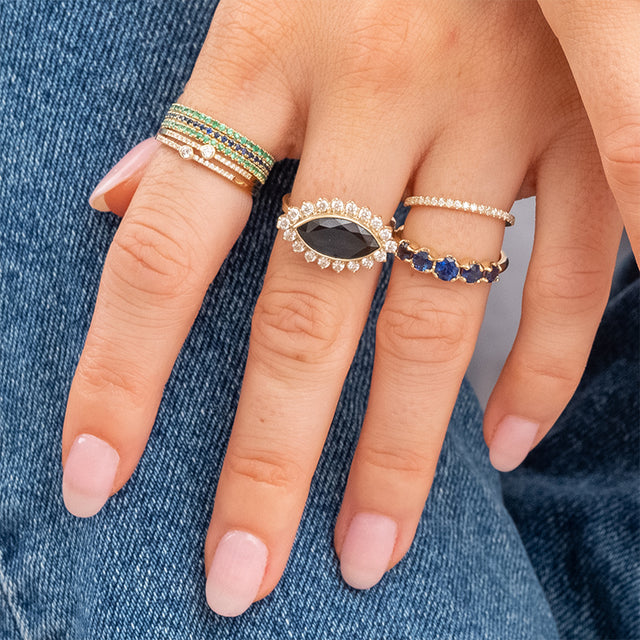 Graduated Blue Sapphire Ring