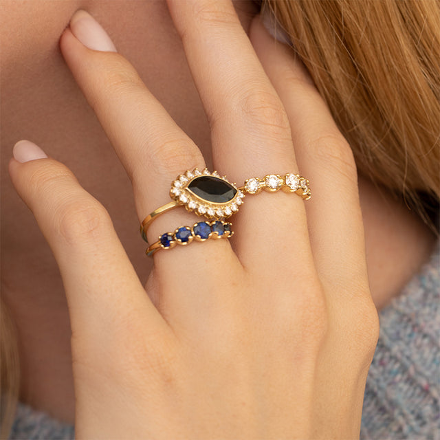 Graduated Blue Sapphire Ring