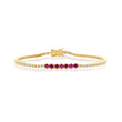 Small 4-Prong Diamond Tennis Bracelet with Large Ruby Accent