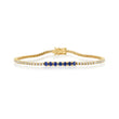 Small 4-Prong Diamond Tennis Bracelet with Large Blue Sapphire Accent