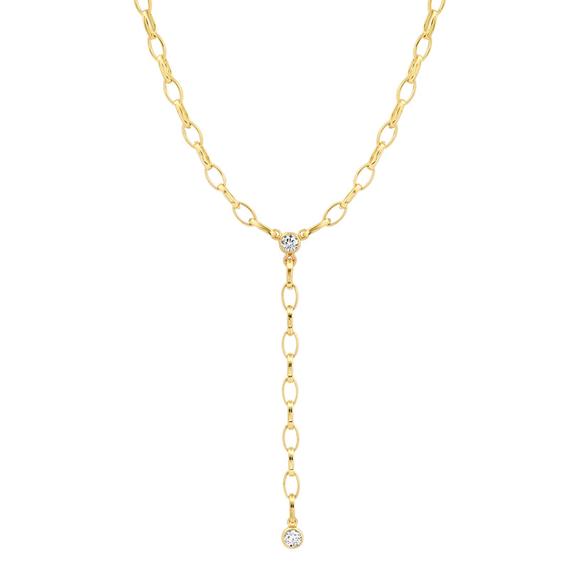 Small Edith Link Lariat with Diamond Detail