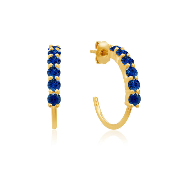 Small 4-Prong Blue Sapphire Hoops