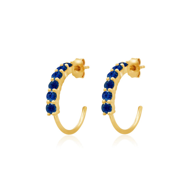 Small 4-Prong Blue Sapphire Hoops