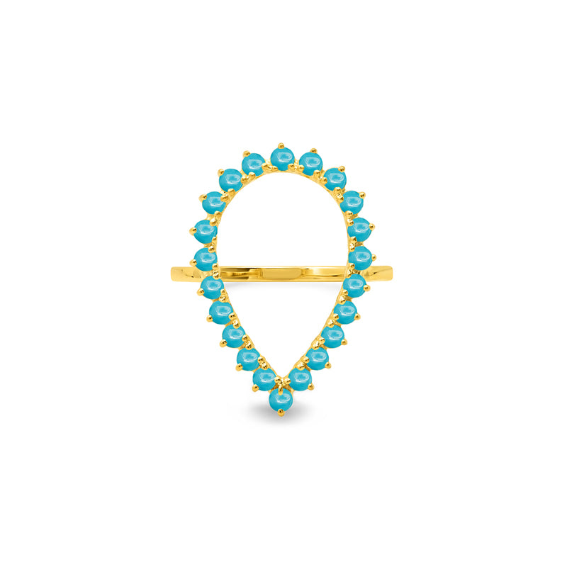 3-Prong Turquoise Open Teardrop Ring