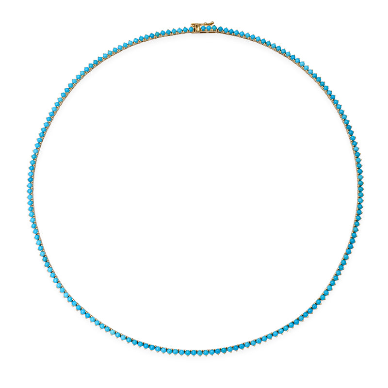 3-Prong Turquoise Tennis Necklace