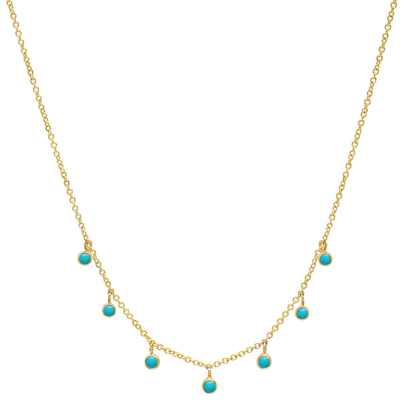 7 Mini Turquoise Bezel Dangle Necklace