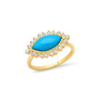 Turquoise Marquise Ring with 3-Prong Diamond Surround