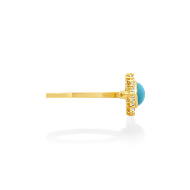 Turquoise Marquise Ring with 3-Prong Diamond Surround