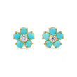 Turquoise Large Flower Studs with Diamond Center