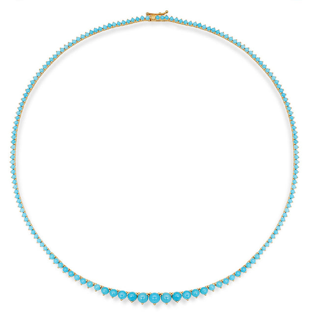 Luxe Graduated 3-Prong Turquoise Tennis Necklace