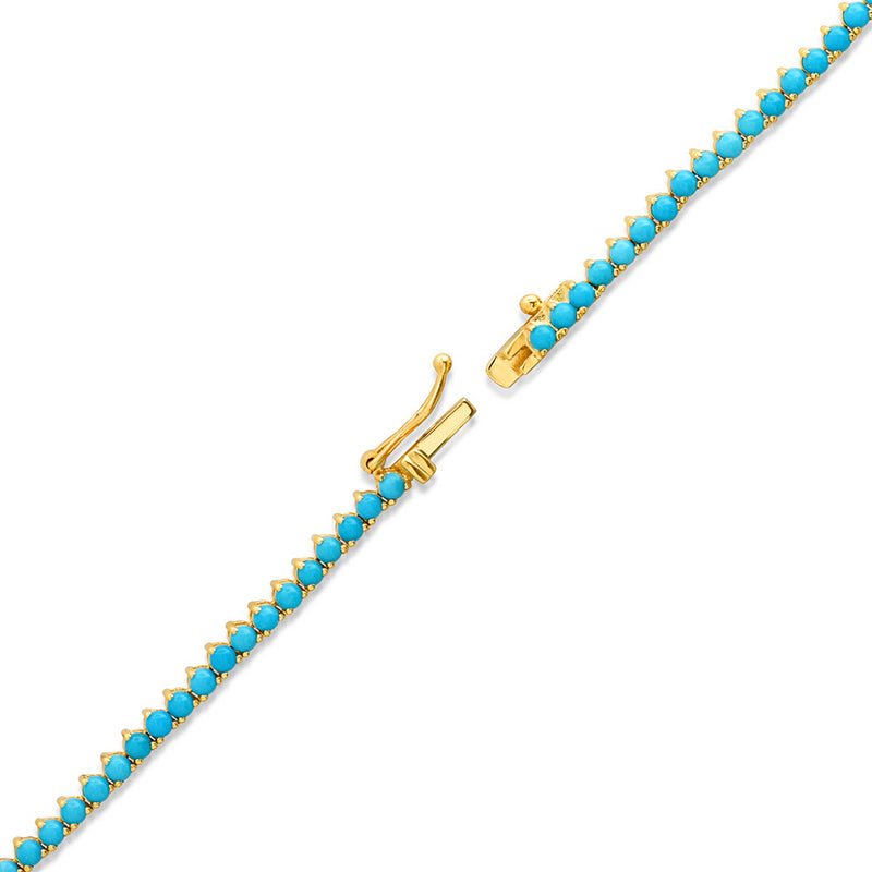 Large Graduated 3-Prong Turquoise Tennis Necklace