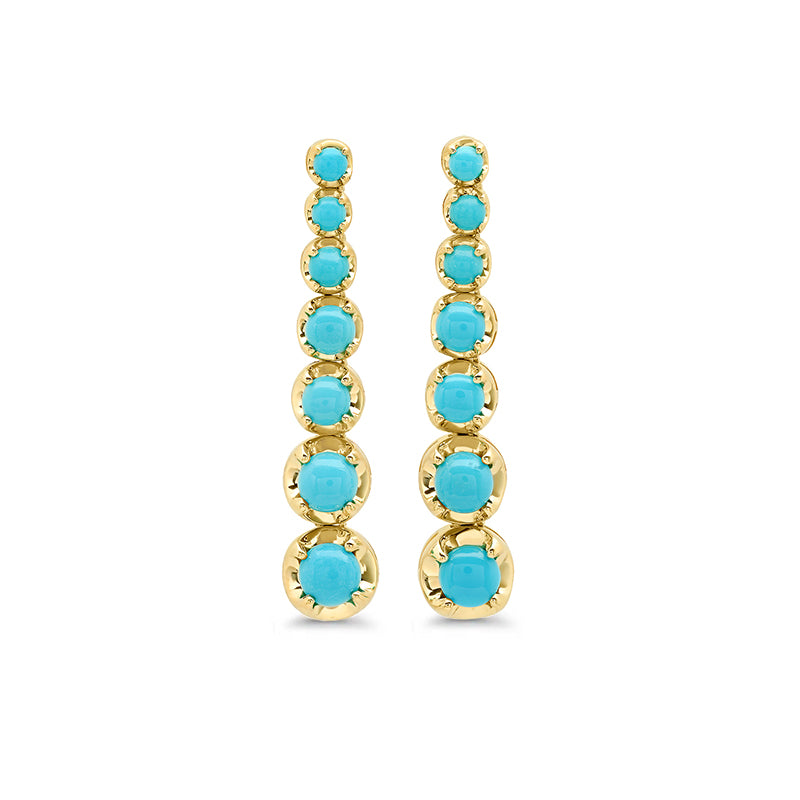 Large Graduated Turquoise Tennis Studs