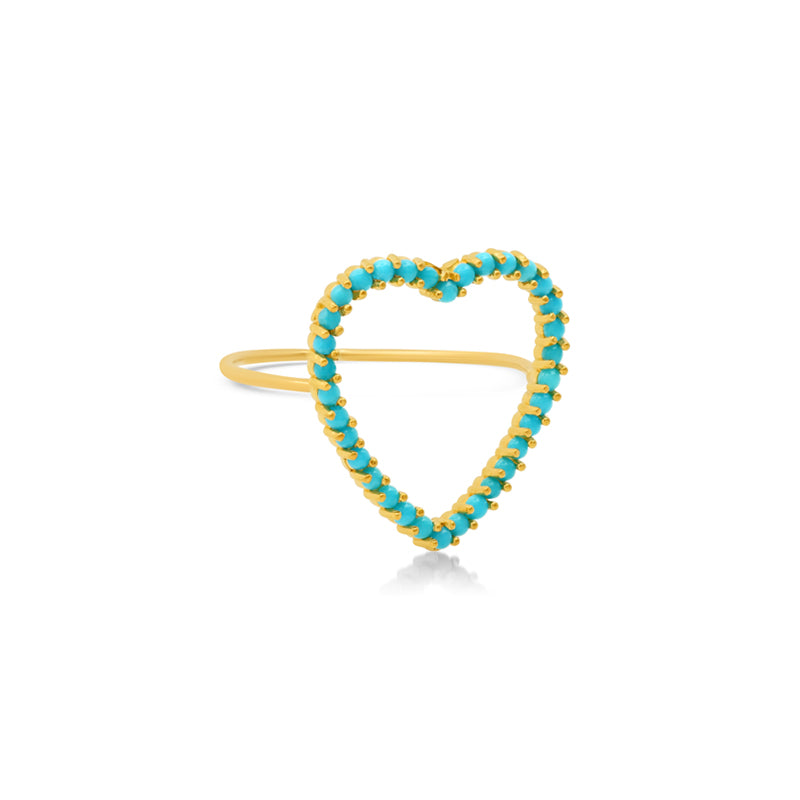 Turquoise Large Open Heart Ring