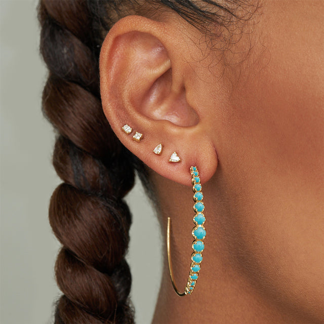 Medium Graduated Turquoise Hoops