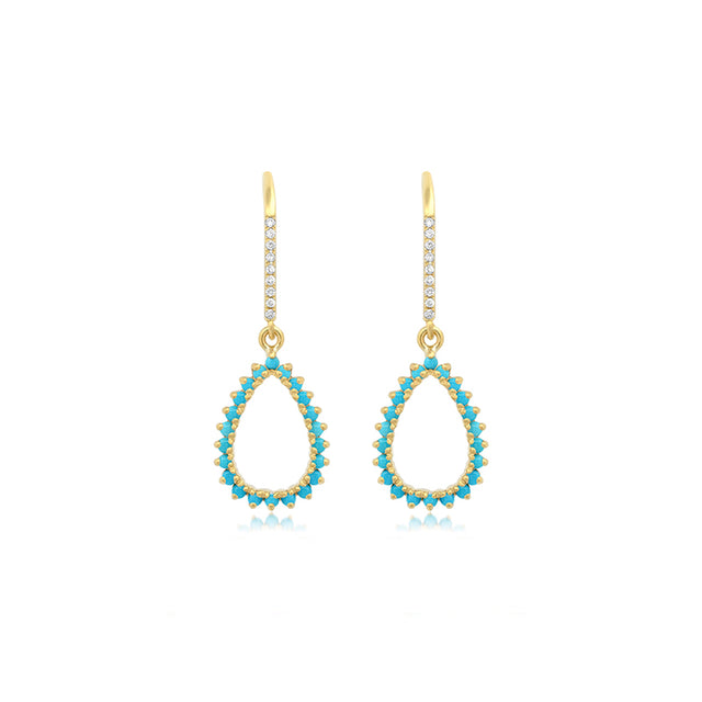 3-Prong Turquoise Mini Open Teardrop Earrings