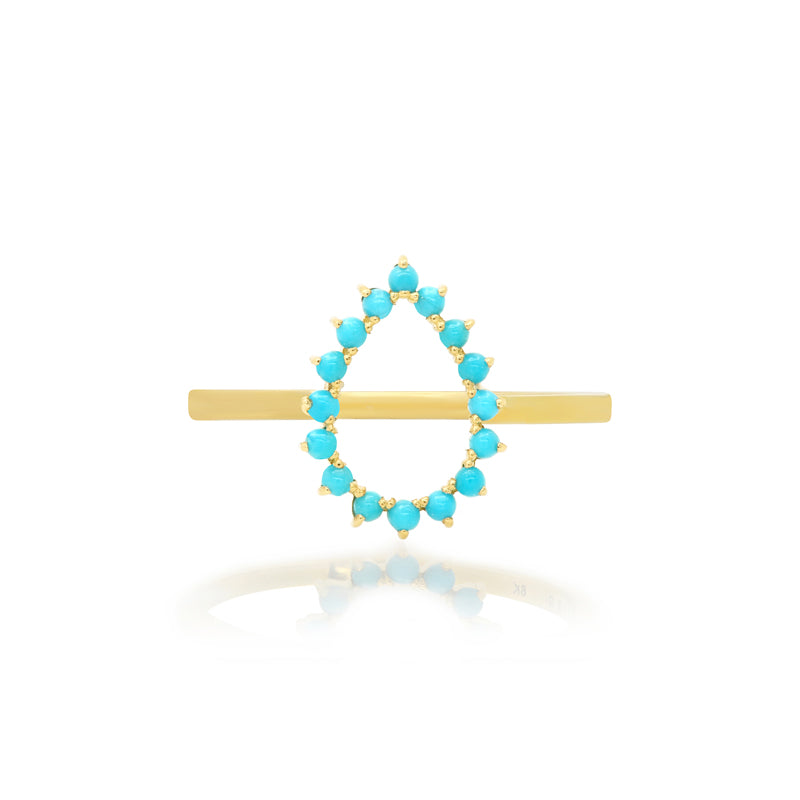 Mini 3-Prong Turquoise Open Teardrop Ring