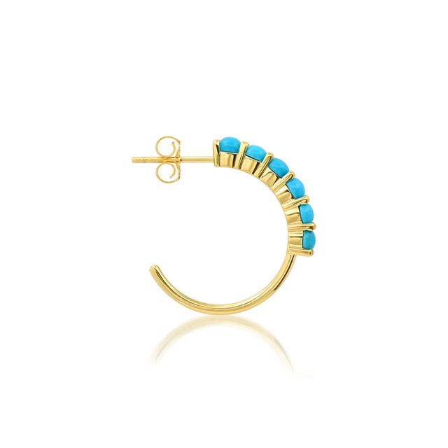 Small 4-Prong Turquoise Hoops