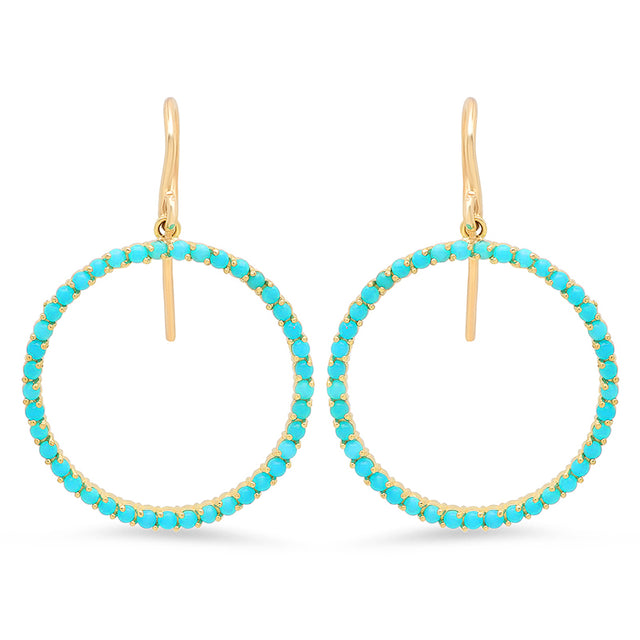 Turquoise Open Circle Drop Earrings