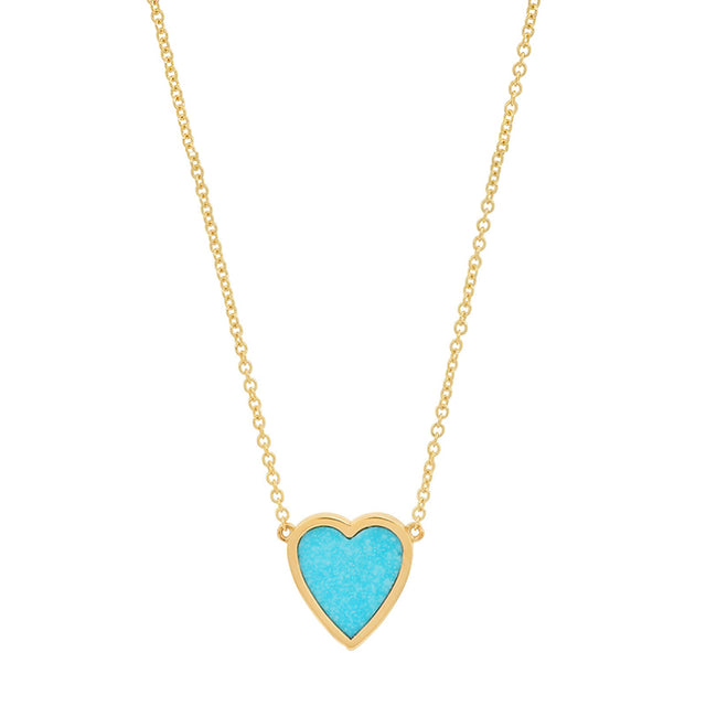 Mini Turquoise Inlay Heart Necklace