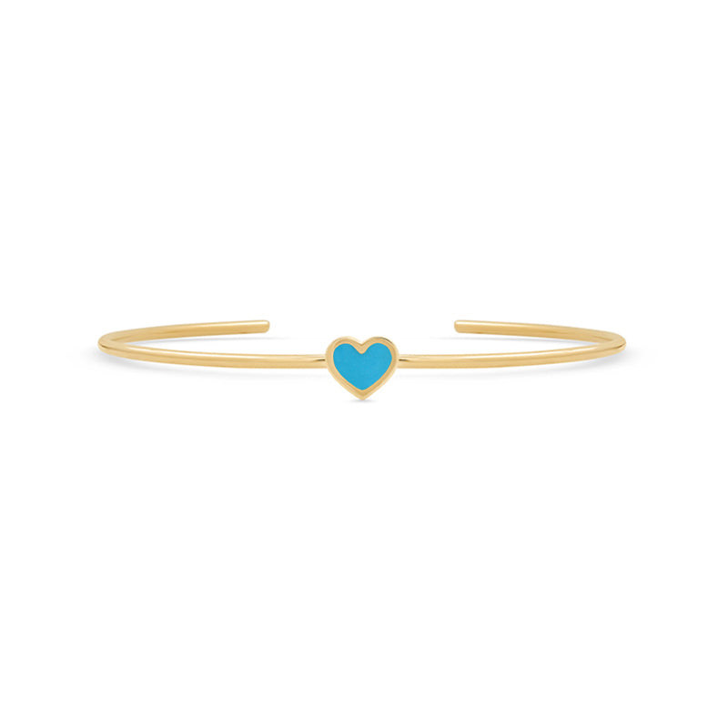 Turquoise Inlay Heart Cuff