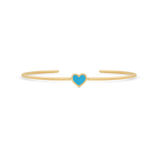 Turquoise Inlay Heart Cuff