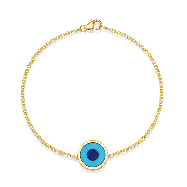 Mini Turquoise Inlay Evil Eye Bracelet